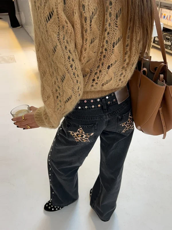 Street Patchwork Jeans Women High Waist Wide Leg Floor-length Denim Pants Female 2025 Spring Summer Chic Casual Loose Pant Lady - Image 3