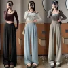 High Waist Buttons Suit Wide Leg Women's Full Pants 2024 New Spring Summer Female Elegant Minimalism Straight Loose Trousers - Image 2