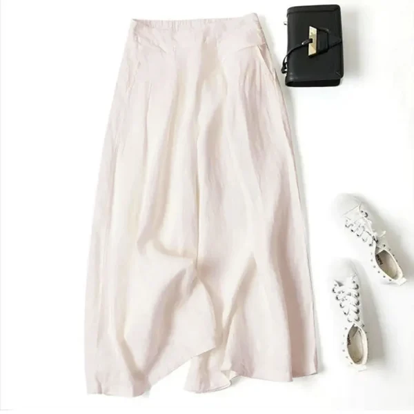 Summer Pants for Women Cotton Linen Large Size Wide Leg Pants Femme Arts Style Elastic Waist Solid Casual Loose Pantalon - Image 5