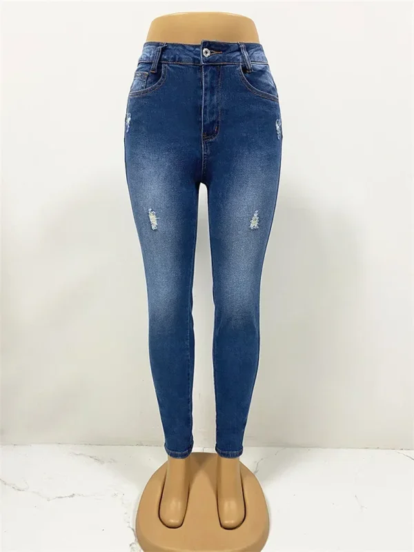 Spring 2025 Fashion Button Jeans Women Casual Skinny Pencil Pants High Waist Slim Stretch Denim TrousersLady Butt Lifting Jeans - Image 5